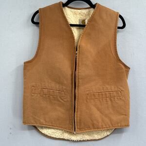 VTG Carhartt Sherpa Lined Hunting Vest Men M Shotgun Shell Pocket Duck Canvas US